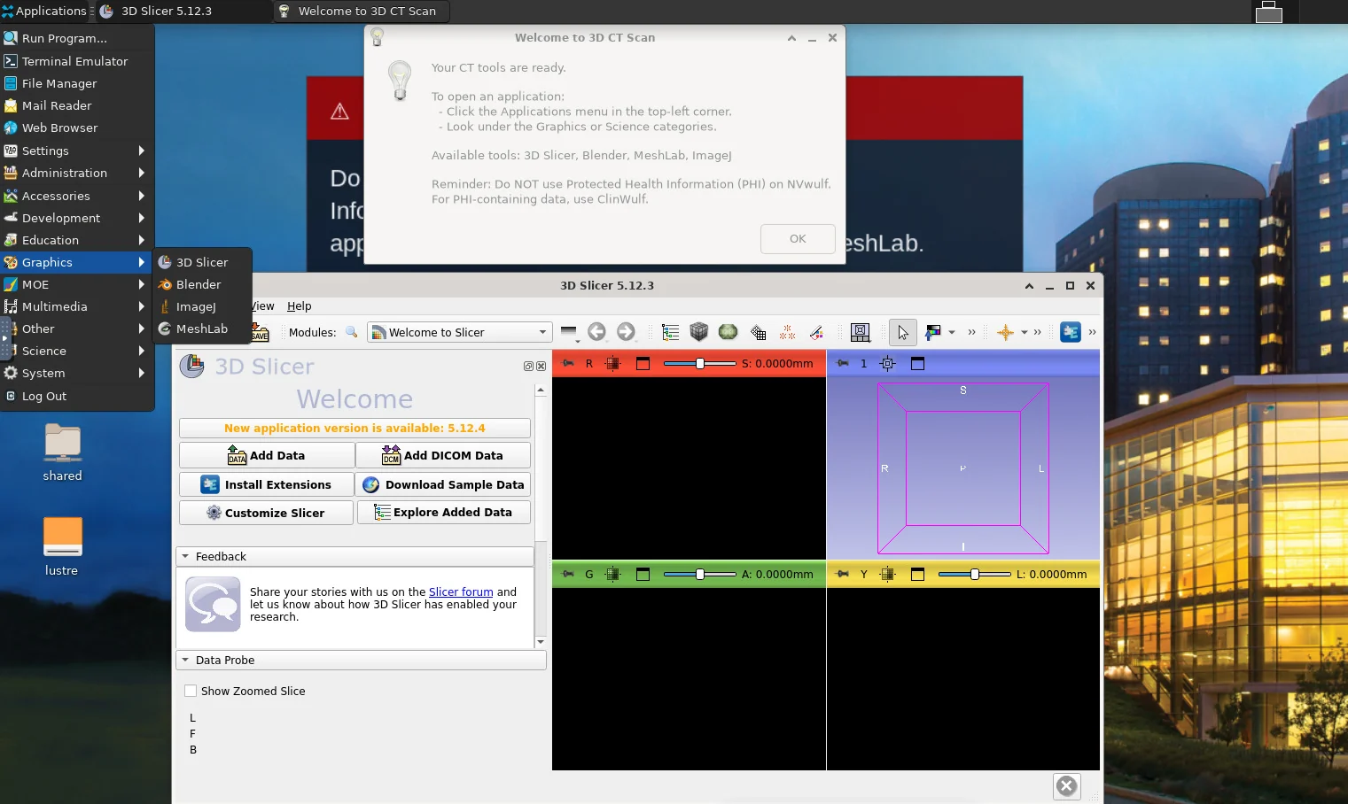 NVwulf 3D CT Scan Open OnDemand desktop environment