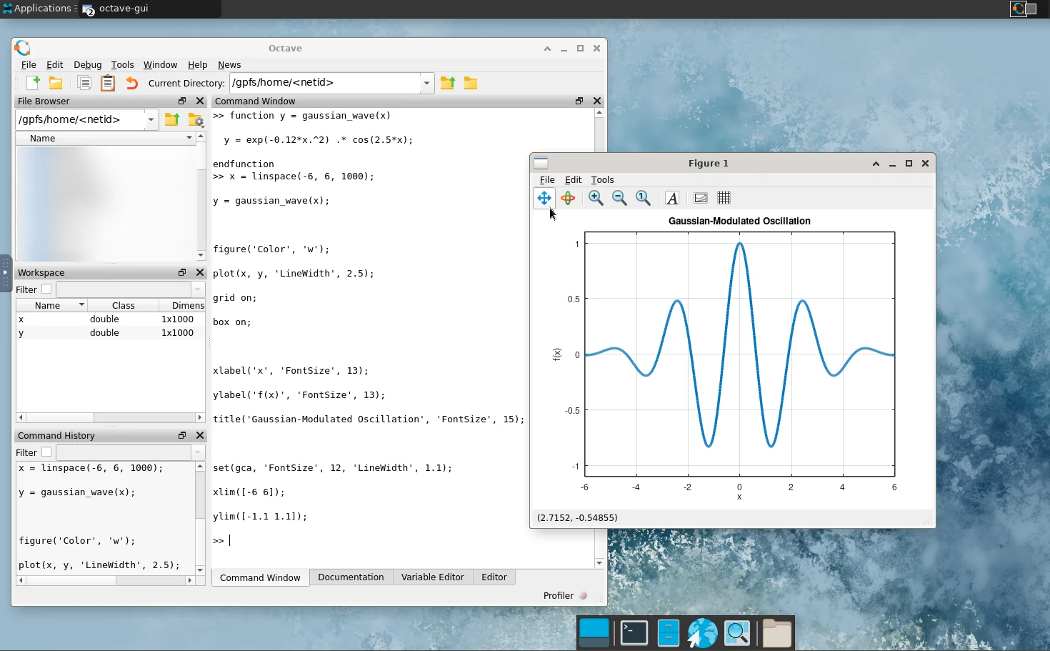 SeaWulf GNU Octave graphical interface running through Open OnDemand