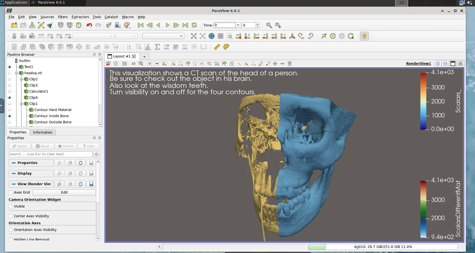 ParaView graphical interface running through Open OnDemand