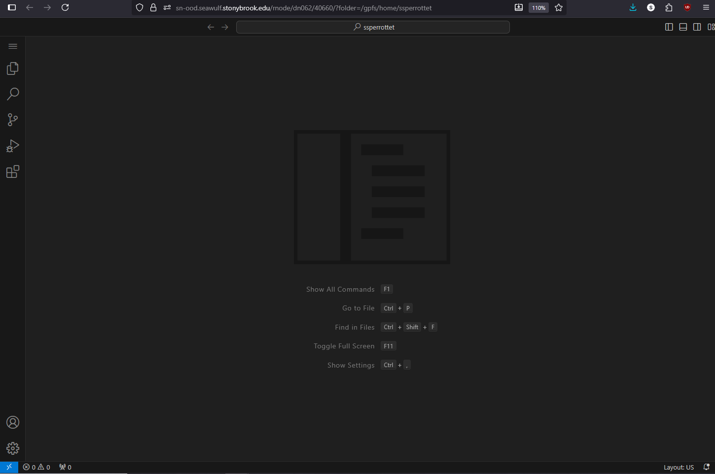 VS Code (code-server) interface running in the browser