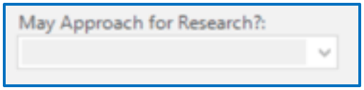 The EMR field "May Approach for Research?" left blank.